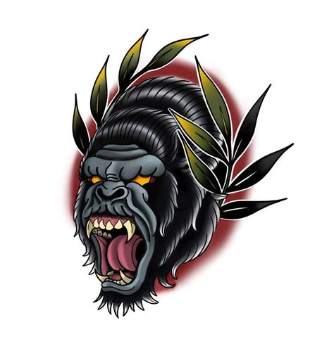 Neo Traditional Gorilla Tattoo Flash Design | Etsy in 2022 | Gorilla ...