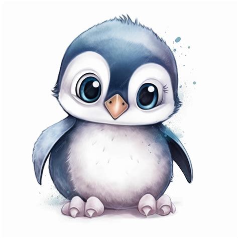 Premium AI Image | A baby penguin with blue eyes