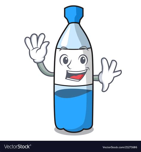 Waving water bottle character cartoon Royalty Free Vector