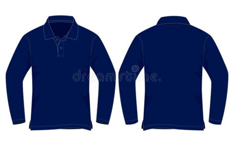 Blank Navy Blue Long Sleeves Polo Shirt Template Vector Stock ...