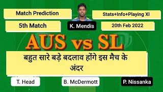 🇦🇺AUS vs SL🇱🇰| 5th T20 | Dream11 Tean Prediction |Australia vs Sri ...