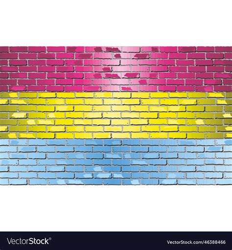 Pansexual pride flag on a brick wall Royalty Free Vector