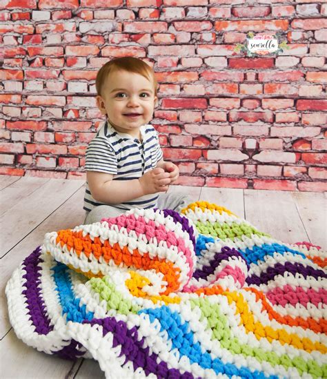 Crochet Rainbow Stripes Baby Blanket • Sewrella