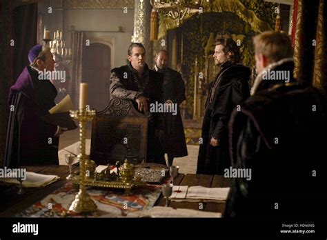 THE TUDORS, (from left): Simon Ward, Jonathan Rhys Meyers, Henry Cavill, 'Bottom of the Pot ...