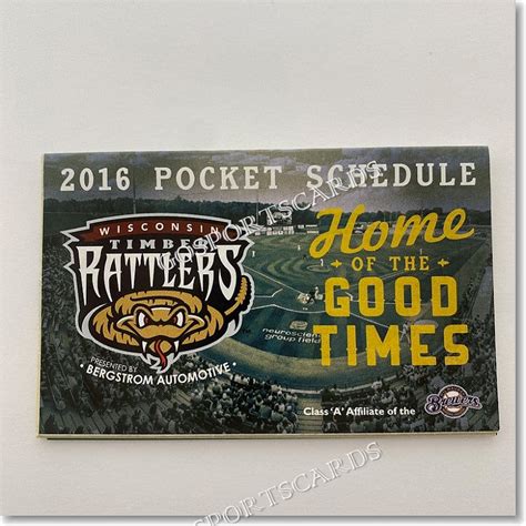 2016 Wisconsin Timber Rattlers Pocket Schedule – Go Sports Cards