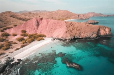 Premium AI Image | Aerial view of beautiful pink beach komodo national park indones with pink ...