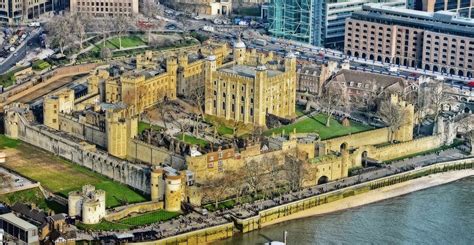 an aerial view of the castle and surrounding buildings