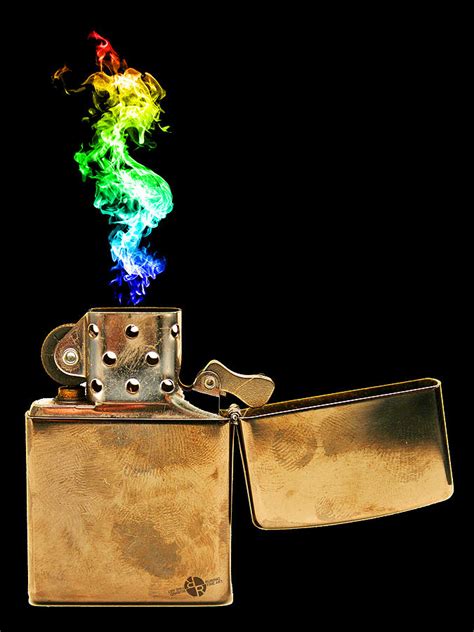 Classic Zippo Lighter Rainbow Flame Painting by Tony Rubino