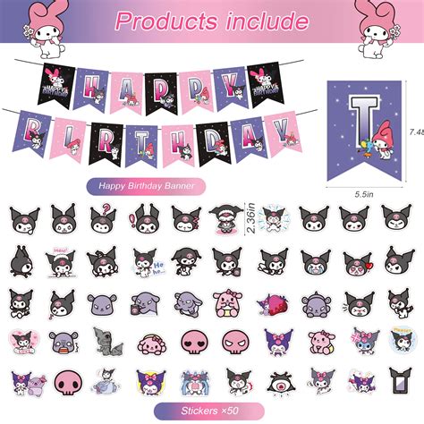 Buy Kuromi Bithday Party Decorations, Kuromi Birthday Party Supplies for Kids Adults with Happy ...