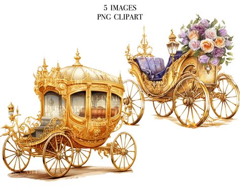 Princess Carriage Clipart, Cinderella Carriage PNG, Carriage Art, Princess Clipart Bundle ...