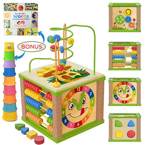 Spunky Kinder Wooden Kids Baby Activity Cube – Boys Gift Set | One 1, 2 ...