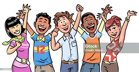 Cheering Young People Stock Illustration - Download Image Now - Teenager, Celebration, Party ...