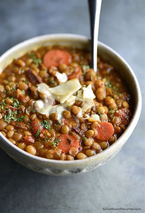 Bacon Lentil Soup Recipe - She Wears Many Hats