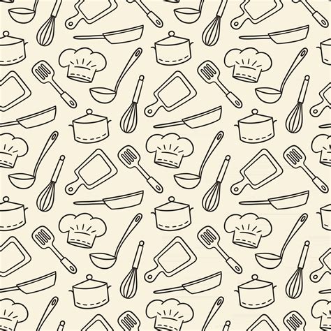 Restaurant Chef. Cute hand drawn seamless pattern in doodle style 3015857 Vector Art at Vecteezy