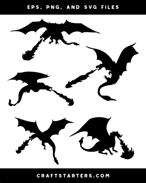 Dragon Breathing Fire Silhouette Clip Art