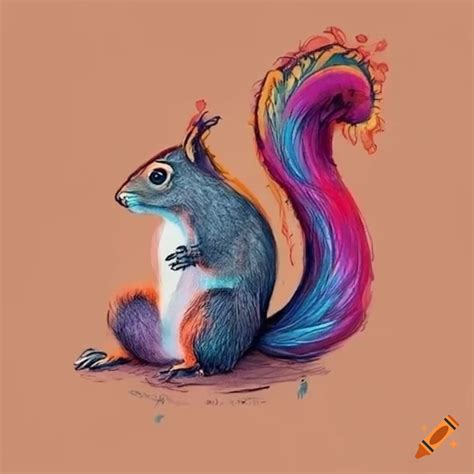 Sketch of a squirrel tattoo with transgender symbolism on Craiyon