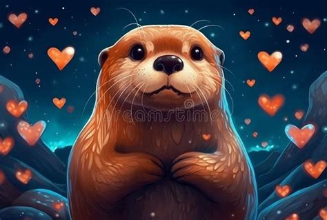 The Joy of Otters: AI-Generated Image of a Happy Otter Stock Illustration - Illustration of ...