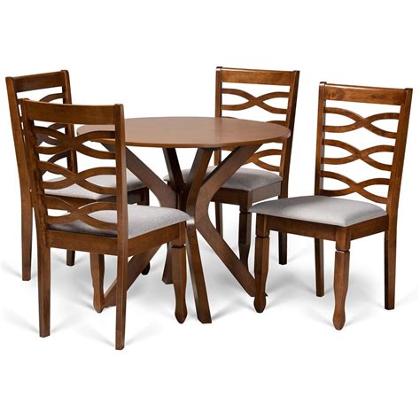 Baxton Studio Mila 5-Piece Dining Set in Grey and walnut brown | The Home Depot Canada