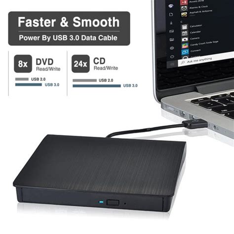 ROOFULL External CD DVD +/-RW Drive USB 3.0 Protable USB DVD/CD ROM Burner Optical Drive Player ...