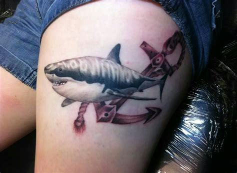 Realistic shark and anchor tattoo | Tattoos, Anchor tattoo, Animal tattoo