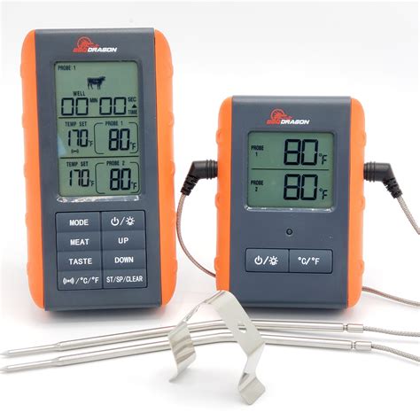 2 Piece Wireless Meat Thermometer with Remote, 2 High Temperature ...