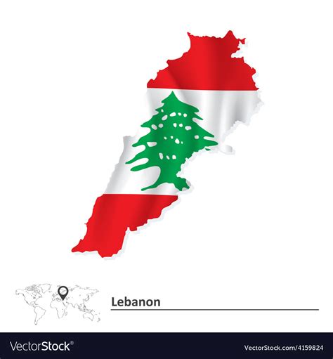 Map lebanon with flag Royalty Free Vector Image