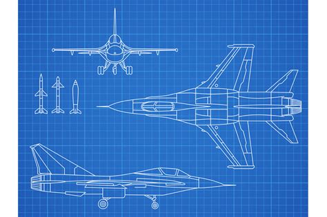 Military jet aircraft drawing vector blueprint design By Microvector ...