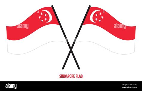 Singapore Flag Waving Vector Illustration on White Background. Singapore National Flag Stock ...