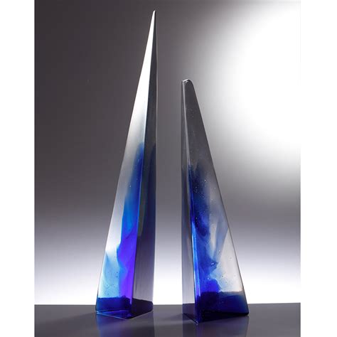 Blue Cast Glass Sculpture I 'Pyramids' by Sandra Balmer I Boha Glass