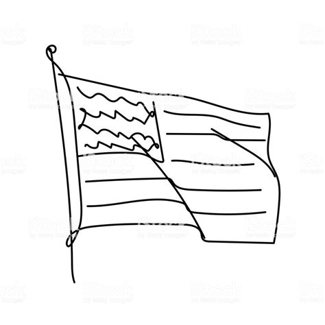 USA flag line art. Minimalist contour drawing. Continuous black... | Flag drawing, Line drawing ...