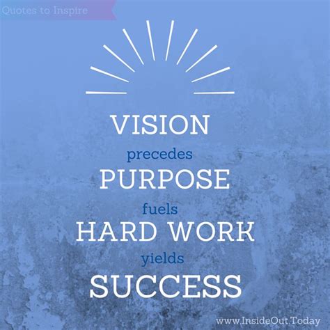 Vision precedes Purpose...fuels Hard Work...yields Success "quote" | Inspirational quotes ...