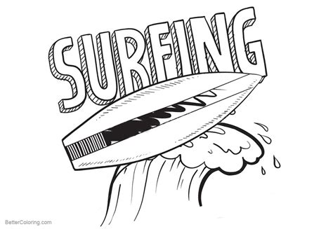 Surfboard Coloring Pages Clip Art Black and White - Free Printable Coloring Pages