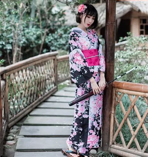 Pink Traditional japanese kimono Women Cherry Blossom kimono -in Asia & Pacific Islands Clothing ...