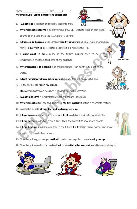 My Dream - Writing (2 pages) - ESL worksheet by chrisling831