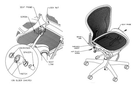 Chairs & Stools Office Furniture HERMAN MILLER AERON CHAIR Parts Right & Left Arm Seat Link ...