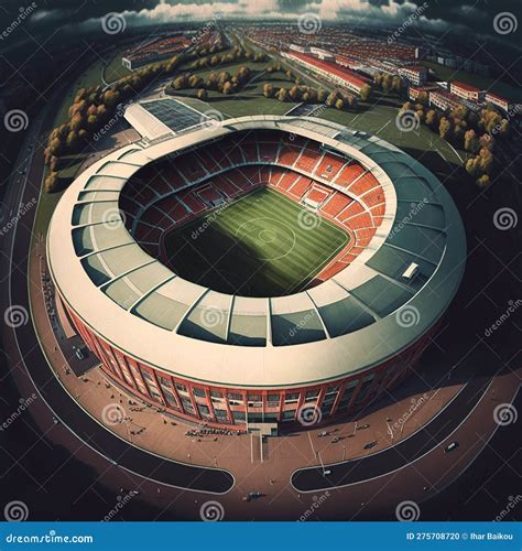 Aerial View of the Football Stadium Stock Illustration - Illustration ...