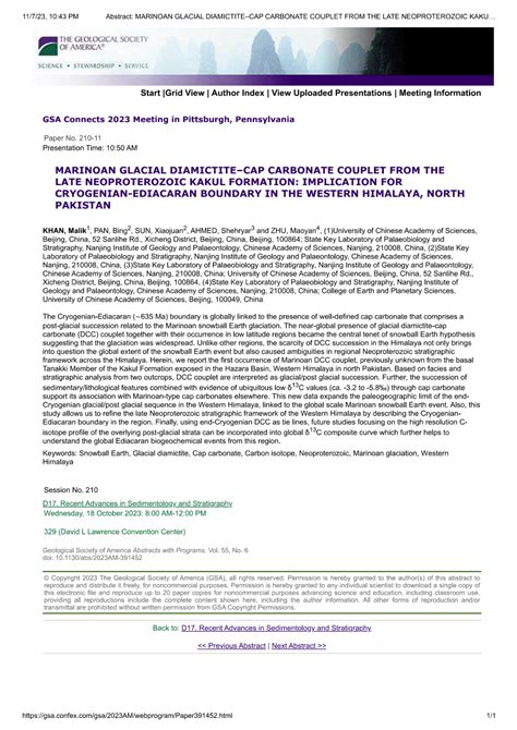 (PDF) Marinoan glacial diamictite–cap carbonate couplet from the late Neoproterozoic Kakul ...