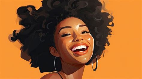 Premium AI Image | African american black woman super happy smiling cartoon clip art style image