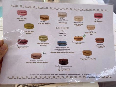 Menu at Ladurée cafe, London, 1 The Mkt