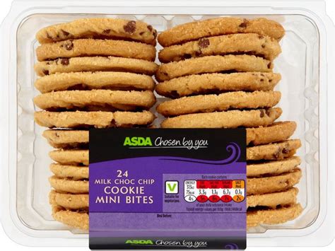 ASDA Chosen by You Chocolate Chip Cookies Mini Bites - 75 calories per cookie | Mini bites, Chip ...