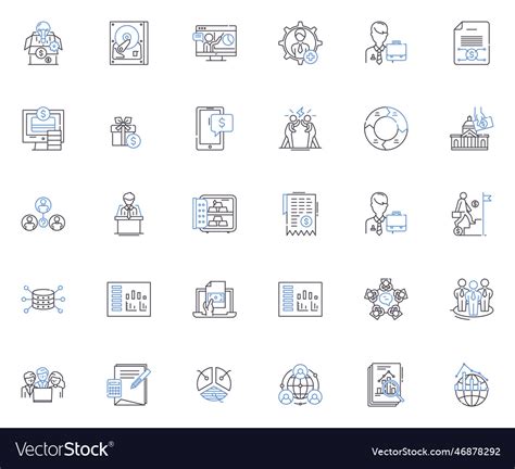 Asset management line icons collection Royalty Free Vector