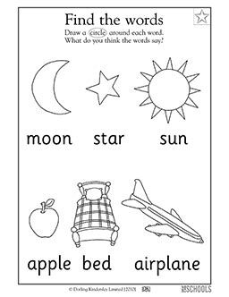 Kindergarten Worksheets, word lists and activities. | GreatSchools