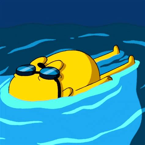 a cartoon character floating on top of a body of water in the middle of ...