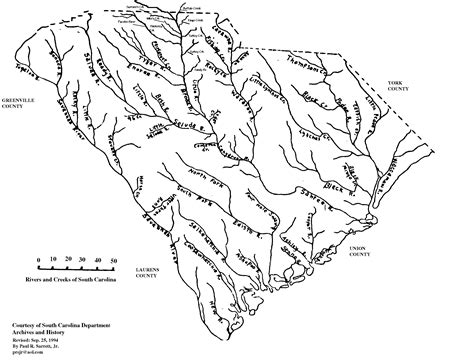 Rivers and Creeks of SC Map