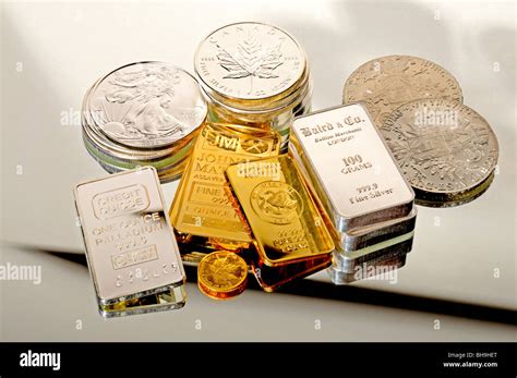 Gold, Silver and Palladium bullion in coins and bars Stock Photo - Alamy