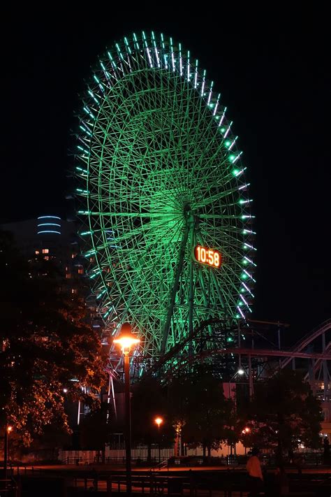 yokohama, ferris wheel, minato mirai, minatomirai, night view, night, illuminated, amusement ...