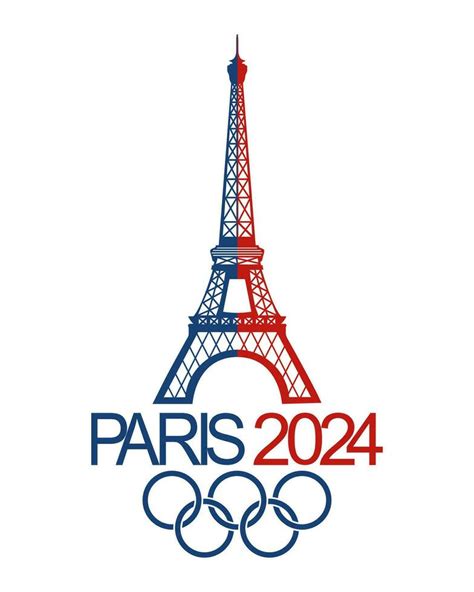 Olympic Games 2024. Eiffel Tower and the inscription Paris 2024 with ...