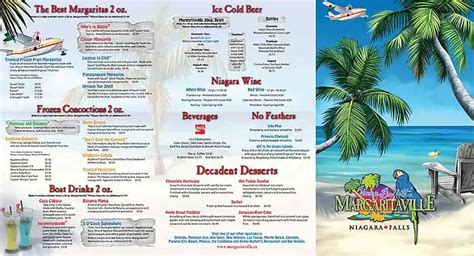 Menu at Margaritaville Niagara Falls restaurant, Niagara Falls