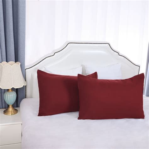 PiccoCasa 2 Pcs Microfiber Pillowcases, Burgundy Envelope Closure ...