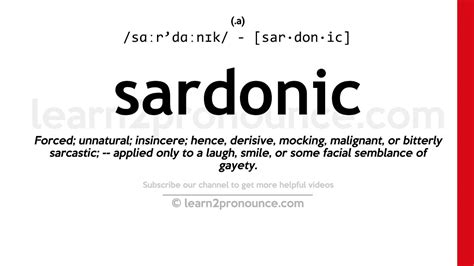 Pronunciation of Sardonic | Definition of Sardonic - YouTube